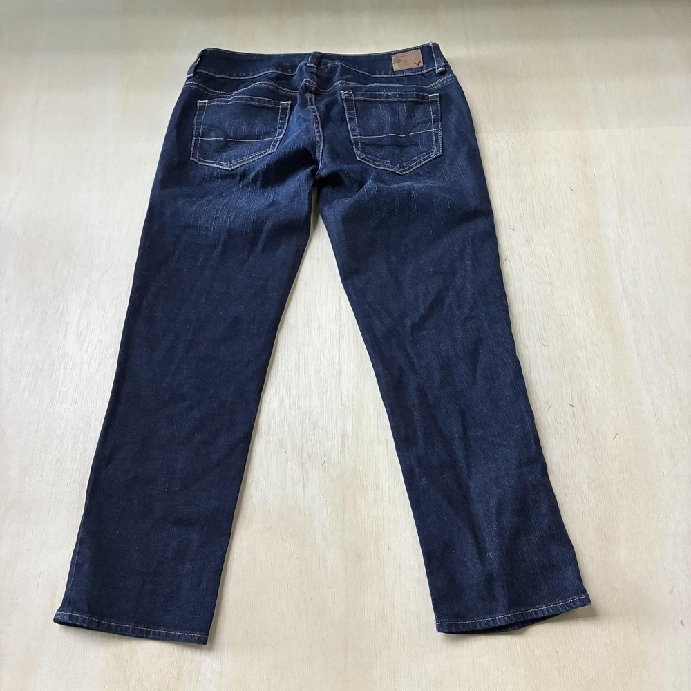 Y2K American Eagle Straight Jeans Womens 30" Dark Wash Low Rise Denim Regular